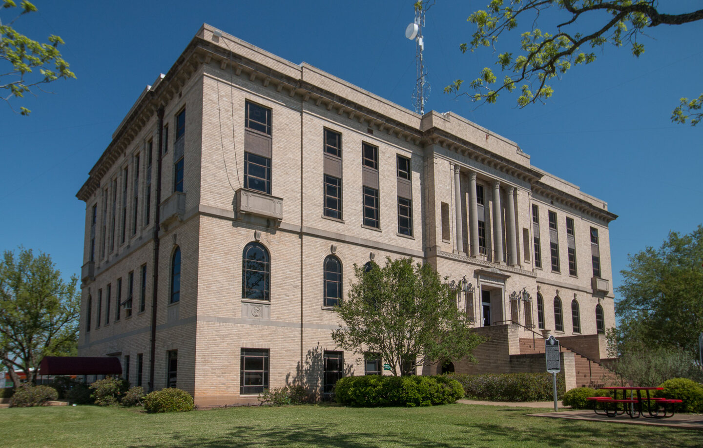 The 1927 Burleson County Courthouse on the downtown square in Caldwell, Texas