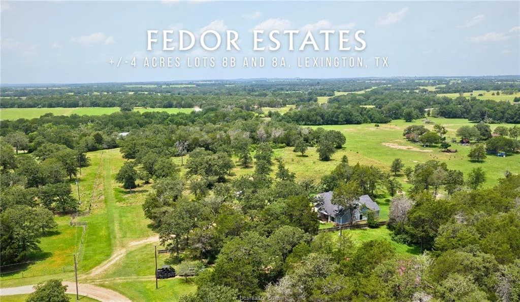 Aerial view of a 4.17-acre Fedor Estates tract near Private Road 7040 in Lexington, Texas
